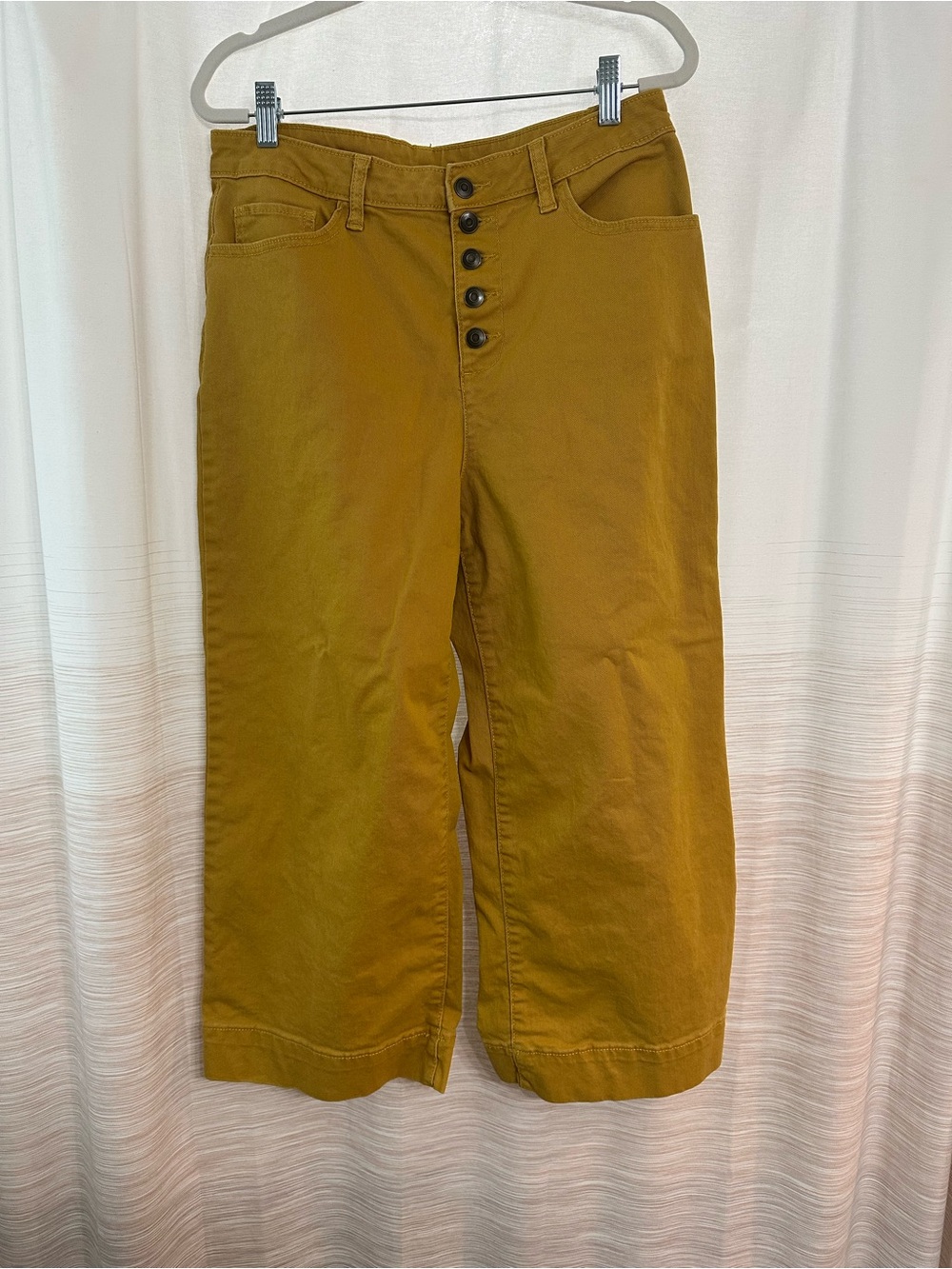 Time and Tru Wide-Leg Button-Fly Pants in Mustard